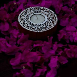 Wooden Carved Round Tea Lights (set of 2)