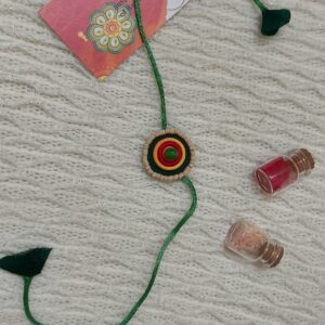 Wooden Rakhi with Tulsi Beeds